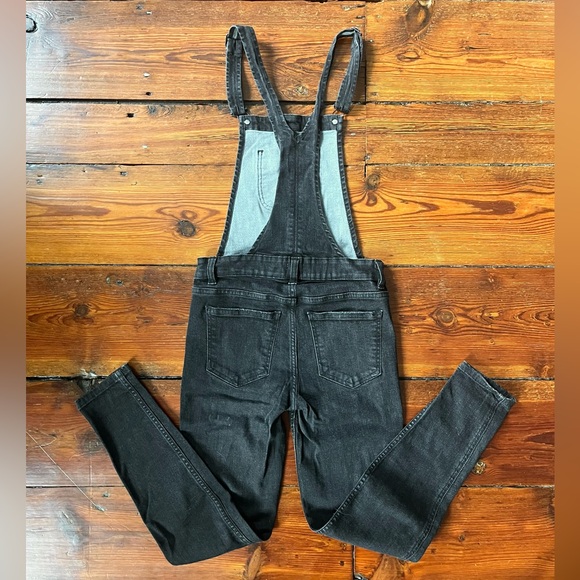 Washed Black Denim Overalls - Picture 2 of 6